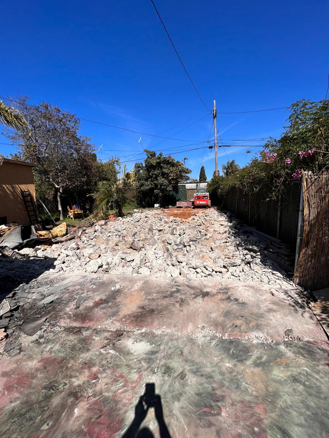 Cement rubble for new driveway installation.