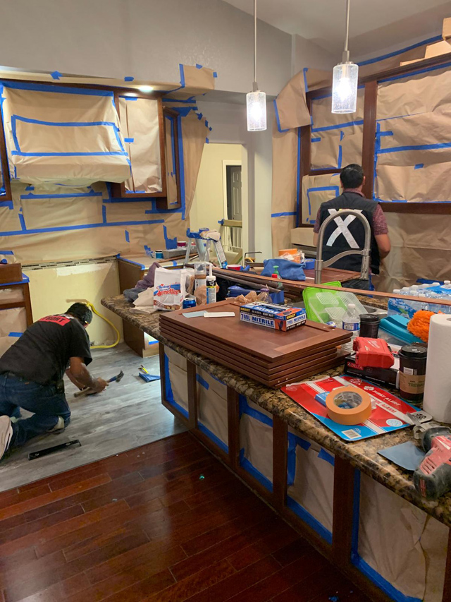 Kitchen remodeling prep in progress.