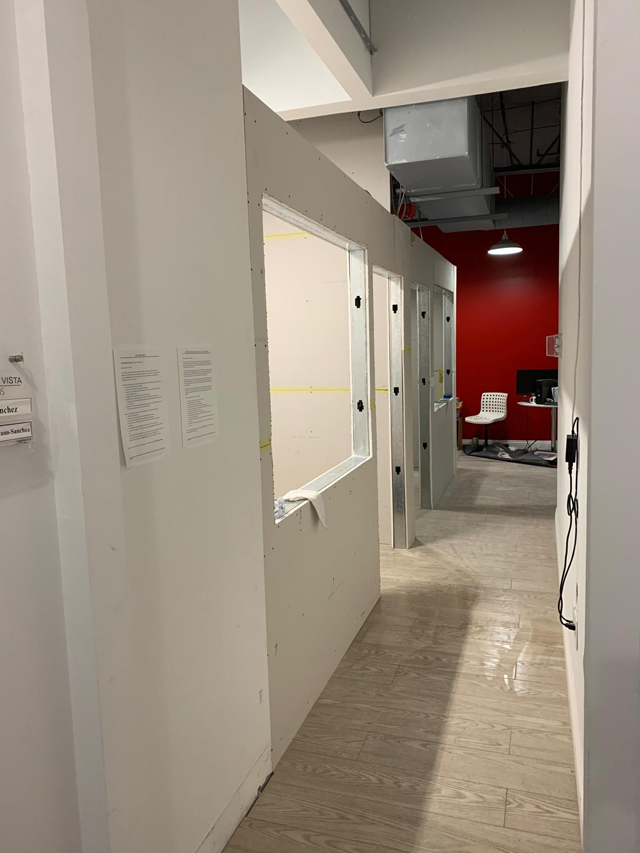 Office rooms prepping for windows.