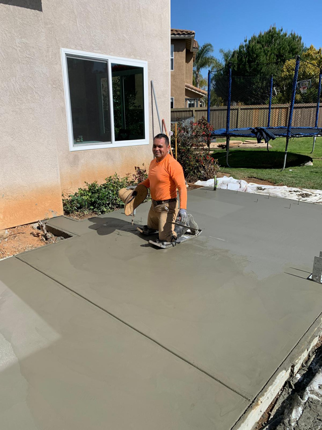 Durable cement flooring for outdoor deck, stable and weather-resistant.