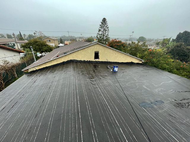 Roof waterproofed and prepped for shingles installation.