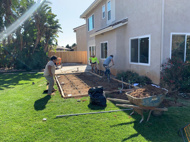 Yard patio deck preparation for foundation, ensuring a solid and level base.