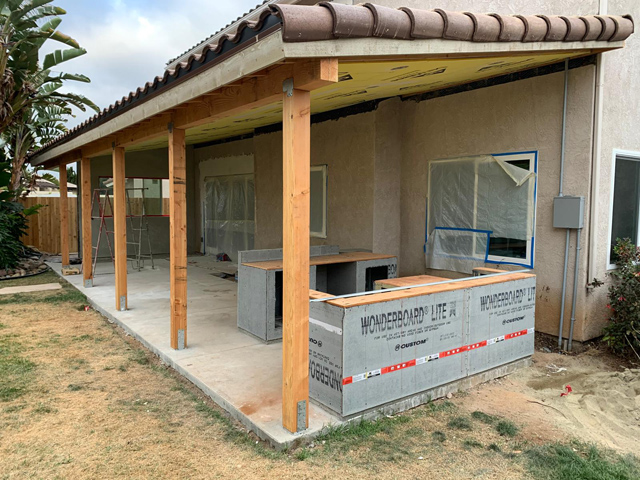 Outdoor deck in progress, shaping a perfect space for relaxation and gatherings.